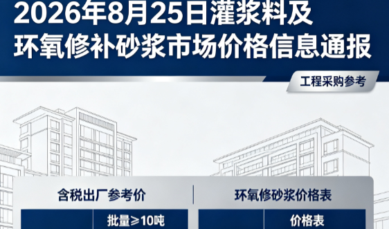 杨林街道2026年8月25日灌浆料及环氧修补砂浆市场价格信息通报